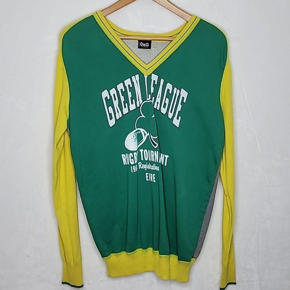 Dolce & Gabbana Other - Dolce & Gabbana Vintage Green League Rugby Tournament V Neck Shirt Size Large